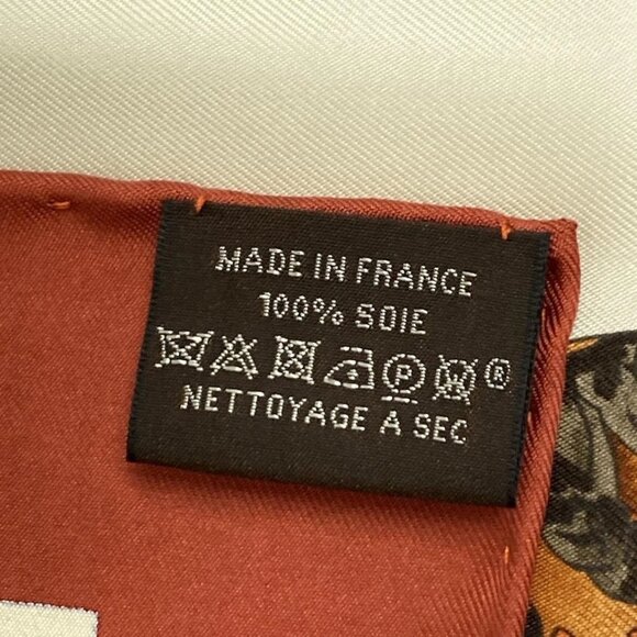 HERMES Carre 90 Rouge Cuis Gray-Beige Alezan - Scarf 423-071725 - Picture 4 of 5